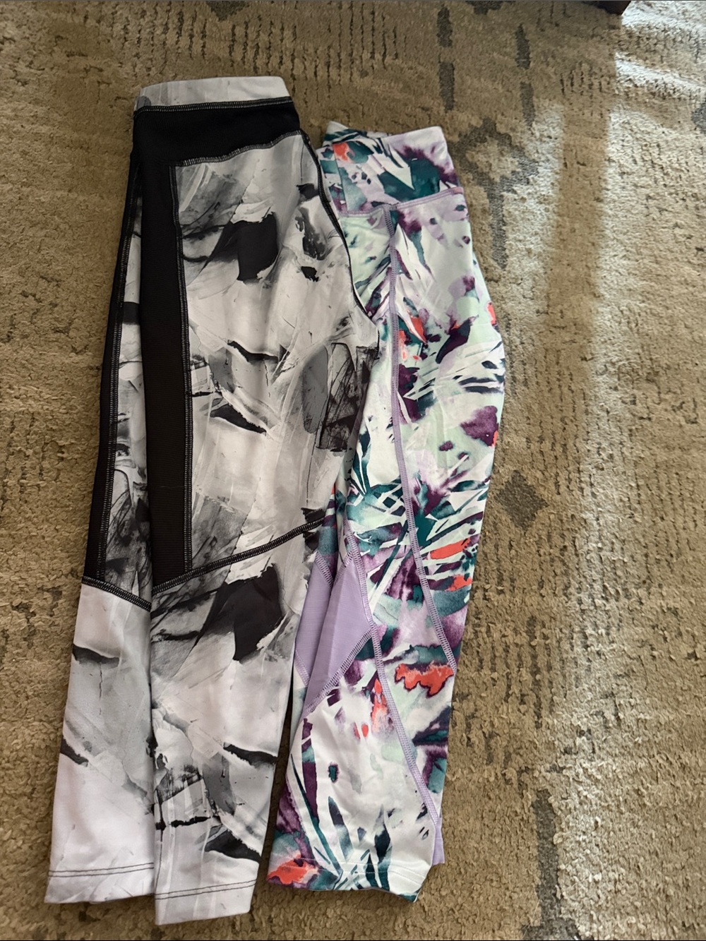 Womens Tech Gear Printed Active Leggings - Purple & Gray